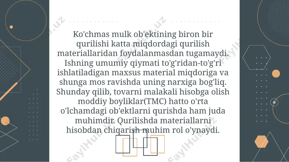 rdan samarali foydalanish. ishlab chiqarish ehtiyojlari uchun qurilish materiallarini hisobdan chiqarish quyidagilardan iborat hujjatlar to'plami asosida amalga oshirilishi mumkin: tashkilot rahbari tomonidan tasdiqlangan ma'lum bir ishlab chiqarish materiallarini iste'mol qilish standarti; bajarilgan ishlarning jurnali; qurilish materiallarining haqiqiy iste'moli to'g'risida hisobot, tasdiqlangan ko'rsatkichlar bilan taqqoslash. ishlab chiqarish ehtiyojlari uchun qurilish materiallarini hisobdan chiqarish quyidagilardan iborat hujjatlar to'plami asosida amalga oshirilishi mumkin: tashkilot rahbari tomonidan tasdiqlangan ma'lum bir ishlab chiqarish materiallarini iste'mol qilish standarti; bajarilgan ishlarning jurnali; qurilish materiallarining haqiqiy iste'moli to'g'risida hisobot, tasdiqlangan ko'rsatkichlar bilan taqqoslash. doimiy hisobotlarni yuritish uchun kompaniya qurilishda materiallarni hisobdan chiqarish bo'yicha o'z standartlarini ishlab chiqishi va tasdiqlashi mumkin, asosiy shart - ular davlat reestrining talablariga javob berishdir, ammo mutaxassislar standartlashtirilgan m-29 shakli va yo'riqnomadan foydalanishni tavsiya etadilar. ishlab chiqarish maydonlari rahbarlari qurilish materiallarining belgilangan me'yorlarga nisbatan sarflanishini nazorat qilish. hujjat quyidagi ikki bobni o'z ichiga olishi kerak: qurilish materiallariga rejalashtirilgan ehtiyoj va bajarilgan ishlarning miqdori; ishlab …