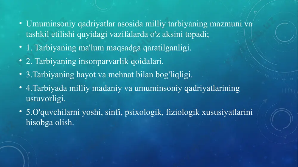 tomonidan zamon bilan hamnafas bo'lgan vatanparvarlik ruhida muhim tarbiyaviy estetik ahamiyatga ega bo'lgan asarlar yaratilayapti va bu jarayon hukumatimiz tomonidan munosib rag'batlantirilayapti. buyuk zotlarimiz amir temur, alisher navoiy, mirzo ulug'bek, muhammad bobur, al-farobiy, ibn sino, al-beruniy singari buyuk allomalardan bahramand bo'lganlar. allalardagi mazmun bolaga katta tarbiya vositasi ekanligini har birimiz bilib olishimiz lozim. allalar zamirida buyuk qadriyatlarimiz borligi, tarbiya o'chog'i nimadan boshlanishi, alla ham tarbiyaning asosi ekanligi bizga sir emas, albatta. respublikamiz taraqqiyoti va o'zgarishlarga boy hozirgi paytda yoshlarni har tomonlama komil topishi davr talabi va ehtiyojidir. yosh avlodni ma’naviy baquvvat, bilimli o'z mustaqil vatanimizdan faxrlanish tuyg'usiga boy kishilarni tarbiyalash zamonamizning dolzarb mavzusi hisoblanadi. bu esa ta’lim-tarbiya oldidagi murakkab, keng ko'lamli muammolardan biridir. tarbiyalash deganda har tomonlama yetuk, o'zida axloqiy poklik, ma’naviy va jismoniy barkamollikni mujassamlashtirgan insonni yetishtirish nazarda tutiladi. tarbiya tizimida musiqa san'ati yetakchi o'rinda turadi. hozirgi musiqa va umuman san'atni inson tarbiyasidagi roli ortib bormoqda. yoshlarimizni ma’naviy yetuk, …
