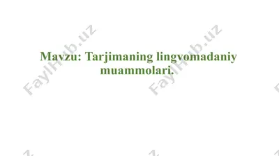 tarjimaning lingvomadaniy muammolari. — PPTX