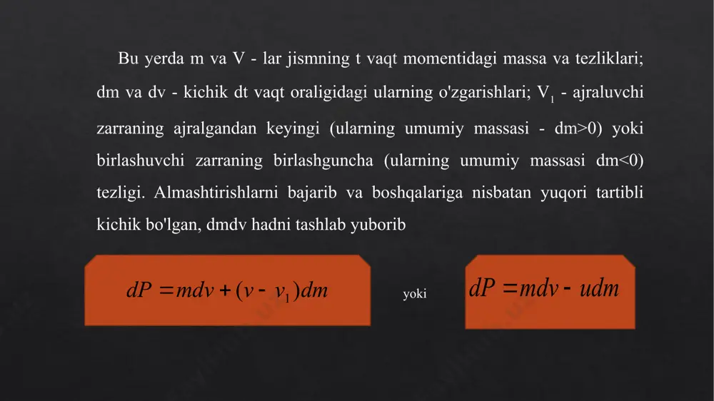 o'zgaruvchan massali jism harakati - Page 4