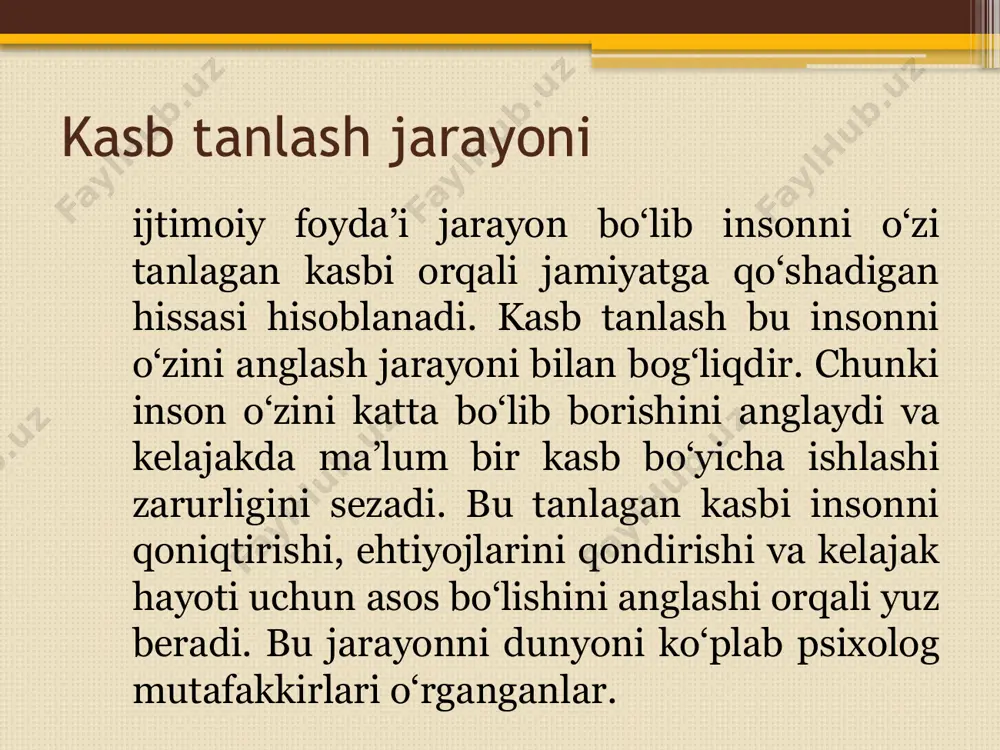 ‘liq holda bir xil vaziyatni alohida hollarda turlicha idrok qilishga moyil bo‘larkan. shuning uchun ham odamning ayni paytdagi real xarakatlarini o‘sha ma’lum sharoitdagi ichki va tashqi stimullarga uning bergan baxosi yoki reaksiyasi sifatida qaramay, balki unda shunga o‘xshash xolatlarni idrok qilishga ichki bir xozirlik - dispozitsiyaning mavjudligi bilan tushuntirish to‘g‘rirok bo‘ladi. shu ma’noda shaxs xulqining motivatsiyasi turli sharoitlardan orttirilgan tajribaga tayangan, ongli taxlillar, xattoki, ijtimoiy tajriba normalarining ta’sirida shakllanadigan sabablar kompleksini o‘z ichiga oladi. masalan............. har kanday motivlarning orkasida shaxsning extiyojlari yotadi, ya’ni, maksadli xayotda shaxsda avval u yoki bu extiyojlar paydo bo‘ladi va aynan ularning tabiati va zaruratiga boglik tarzda xulq motivlari namoyon bo‘ladi. misol uchun talabaning oʻquv faoliyatini olish mumkin. rus olimi r. ne’mov shaxsdagi motivatsion soxani kuyidagicha tasavvur qiladi. umuman, xar qanday shaxsdagi mavjud extiyojlarni ikki guruxga bo‘lish mumkin: biologik extiyojlar ijtimoiy extiyojlar ya’ni fiziologik (tashnalik, ochlik, uyku), jinsiy, moslashuv extiyojlari mexnat qilish, bilish, estetik va axlokiy-ma’naviy …