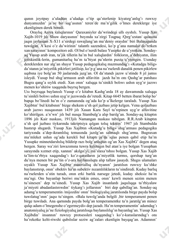 xoja axmed ustazı yusup hamadaniy o’lgennen keyin biraz waqıt onın’ isin dawam ettirip, tasauuıf iliminen talabalarg’a sabaq beredi, o’zine mu’na’sip shakirtler tayarlaydı. keyin ala xoja axmed suwpılık bilimlerin teren’lestirip, suwpı bolıp yassı (ha’zirgi tu’rkistan) qalasına keledi. buljerde xoja axmed o’zinin’ g’yassawiyshilikg’ tasauwıf diniy ag’ımının’ tiykarın salg’an. xoja axmed o’zinin’ is-ha’reketine da’slepki jıllarında-aq o’zinin’ du’nyag’a ko’z karasın xalıktın’ arasında ken’nen jayıw maksetinde tu’rkiy tilde qosıqlar jaza baslaydı. bizge kelip jetken xoja axmed yassawiydin’ «diywaniy hikmet» (danalıq kitabı) atlı kosıqlar kitabı bolıp en’ tolıq nusqası a’hwh jılı basılg’an qazan baspası bolıp tabıladı. en’ eski nusqası xv a’sirdin’ ortalarında arab alfavitinde ko’shirilgen. bul kitap og’uz-kıpshaq tilinde sol da’wirdegi puxara xalıqqa tu’sinikli tilde jazılg’an shıg’arma bolıp, o’z waqtında orta aziyadan baslap edil (volga ) jag’alarına deyingi ko’shpeli tu’rkiy ka’wimlerdin’ arasında ken’ tarqalg’an.onın’ qosıq qatarlarına o’zinin’ tuwg’an ku’ninen baslap alpıs ush jasqa deyingi o’mir jolı bayan etildi. ayırım rawiyatlarg’a qarag’anda axmed yassawiy u’q ke yag’nıy …
