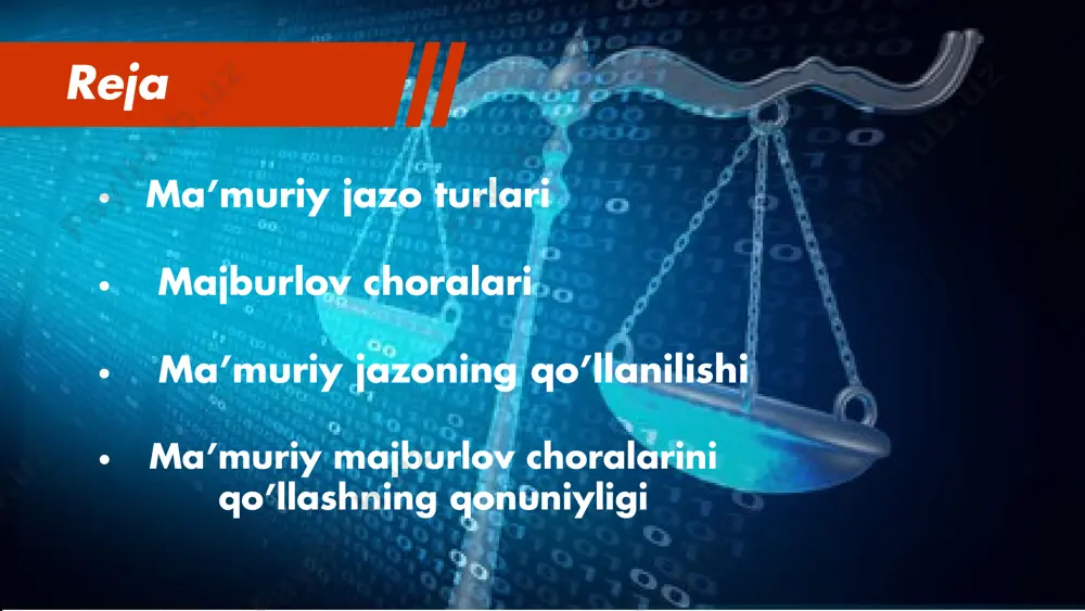 gar shaxs avval ham shunday huquqbuzarlikni sodir etgan bo'lsa. guruh bo'lib huquqbuzarlik sodir etish: bir nechta shaxslar birgalikda huquqbuzarlikni sodir etgan bo'lsa. huquqbuzarlikning og'ir oqibatlari: agar huquqbuzarlik katta moddiy zarar, sog'liqqa jiddiy zarar yoki boshqa og'ir oqibatlarga olib kelgan bo'lsa. asos huquqbuzarlikning mavjudligi: majburlov chorasi faqat huquqbuzarlik sodir etilganligiga aniq dalillar mavjud bo'lganda qo'llanilishi mumkin. kodeksda nazarda tutilgan chora: qo'llaniladigan chora mjkda belgilangan bo'lishi shart. kodeksda nazarda tutilmagan chora qo'llanilishi noqonuniy hisoblanadi. cheklash inson huquqlariga rioya qilish: chora qo'llanilganda inson huquq va erkinliklariga, shaxsning qadr- qimmati, tanasiga tegmaslik, shaxsiy hayot sirini saqlash va boshqalarga rioya qilinishi kerak. diskriminatsiyaga yo'l qo'ymaslik: chora qo'llanilganda millat, irq, jinsi, diniy e'tiqodi, ijtimoiy kelib chiqishi va boshqa belgilarga ko'ra kamsitishlarga yo'l qo'yilmasligi kerak. nazorat sud nazorati: shaxs qo'llanilgan ma'muriy majburlov chorasiga qarshi sudga shikoyat qilishi mumkin. sud chora qo'llanilishining qonuniyligini tekshiradi va kerak bo'lganda uni bekor qiladi. prokuratura nazorati: prokuratura organlari ma'muriy majburlov choralari qo'llanilishini …