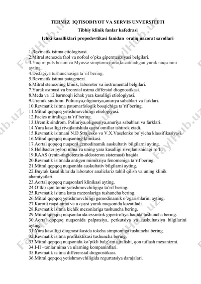 tibbiy klinik fanlar kafedrasi — DOCX