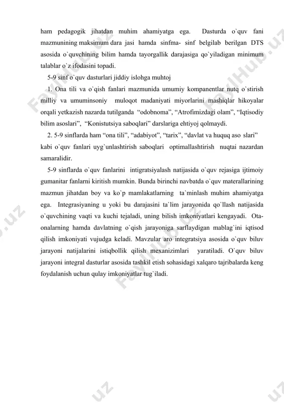 kent “o`zbekiston” 1997 2. barkamol avlod orzusi. tuzuvchi muallif. sh. karimov va boshqalar. toshkent “sharq” 1999 3.mavlonova.r,raxmonqulova.n.boshlang`ich ta`limning integratsiyalashgan pedagogikasi. toshkent “o`qituvchi” 2006 4.tursunov.i,nishonaliyev u pedagogika kursi.toshkent“o`qituvchi” 1997