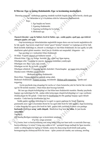 gapning sintaktik tuzilishi — DOCX