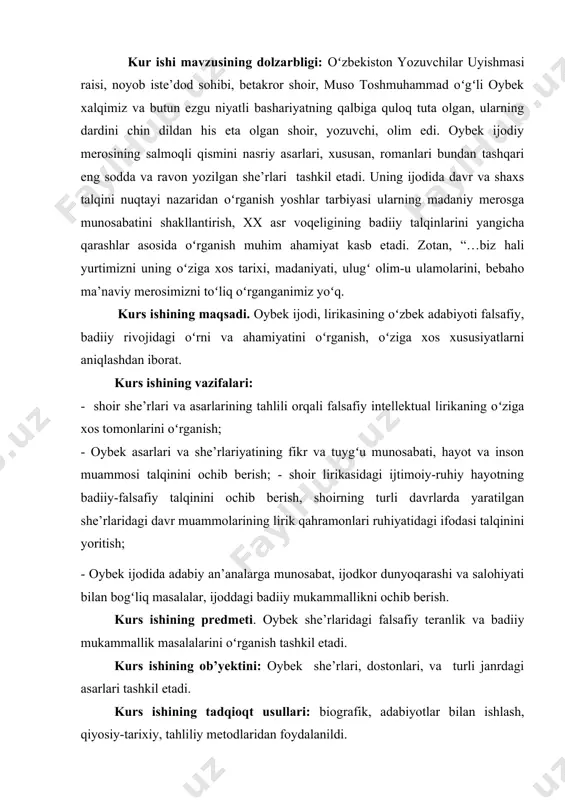 fayli va aleksandr pushkin asarlaridagi lirizm taʼsirida yaxshi samaralar berdi. oybekning „chimyon daftari“ turkumiga kirgan, oʻzbek tabiatining fusunkor tarovati va betakror ranglarini oʻziga simirgan sheʼrlari nafaqat shoir sheʼriy ijodining, balki umuman oʻzbek lirikasining shoh namunalaridan biri boʻldi. shoir bu sheʼrlari bilan oʻzbek sheʼriyatiga oybekona nafis lirizmni olib kirdi, nozik tuygʻu va kechinmalarni tasvirlash madaniyatini yanada mukammallashtirdi, lirik sheʼriyat tilini nafosat yogʻdulari bilan jilolantirib yubordi.[footnoteref:6] [6: yoqubov h. adibning mahorati . – t , 1966] asl shoir, belinskiy ta’biri bilan aytganda, “mangu yashovchi va harakat qiluvchi hodisalar turkumiga mansubdir. bunday hodisalar hatto oʻlimga duch kelgan nuqtada ham sira toʻxtamaydilar, balki jamiyat oldida rivojlanaveradilar”. oybek shaxsiyati va faoliyati xuddi mana shu hodisalar turkumidandir. oybek vafotidan keyin necha yillar oʻtmasin, uning ijodi, uning oʻlmas satrlari xalqimiz yuragida qon kabi gupillab yashab turibdi. oybekka munosabatimizga, oybek dunyosini anglashimizga, unga boʻlgan soʻnmas muhabbatimizga faqat bir fazilat sabab: “oybekning bizga ta’sirida hamisha ijodiy — ruhimizni ozod …
