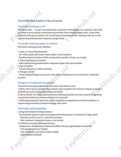 travmatik shok — DOCX