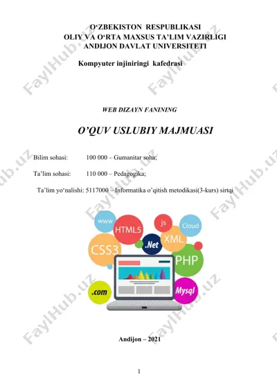 web dizayn fаnining o’quv uslubiy majmuasi — DOCX