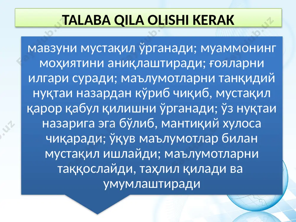 uzqaymoq, kerakli konditer mahsulotlari. taksikoinfektsiyalar uchun quyidagi belgilar xosdir: qisqa, yashirin davrga ega bo’lgan va to’satdan sodir bo’ladigan (4-6 soatdan 24 soatgacha), va shu mahsulotni iste’mol qilganlarning barchasining kasallashi; mahsulot tarqatilgan hududning o’zidagina kuzatilishi. mahsulotni iste’moldan chetlashtirilishi bilan kasallik tez pasayadi. salmonellezlar bilan zaharlanganlardagi klinik belgilar: to’satdan haroratining ko’tarilishi va harorat subferildan 39-40 s gradusgacha, gastroenterit belgilari (ko’ngil aynish, qusish, ich ketish, qorin sohasida og’riq), tilning qurishi va oq parda bilan koplanishi, kollaps holatlarida badanning bo’zarib ketishi, lablarning ko’karishi, bosh og’rig’i, grippsimon shakllar kuzatilganda tashxis qo’yish juda murakkablashadi. tashxis: kasallik chaqiruvchini ajratish (ekish), unining morfologiyasi va biologik xususiyatlarini aniqlash, serologik ta’riflash, bemorning qon zardobi bilan agglyutinatsiya reaktsiyasini quyish. ovqatli mikotoksikozlar: aflotoksikoz, fuzariotoksikoz, ergotizm. aflotoksikoz mog’or zahari orqali kelib chiqib, kuchli gepatotoksik va gepatokontserogenli ta'sir xususiyatiga egadir. u mog’or ko'pincha ereyong’oq mag’zi undan tayyorlangan unni ifloslaydi. aflotoksizlarni kimyoviy va biologik usullar bilan ham aniqlash mumkin. fuzariotoksikozlar – alimentlar – toksik aleykiya …