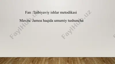 tarbiyaviy ishlar metodikasi — PPTX