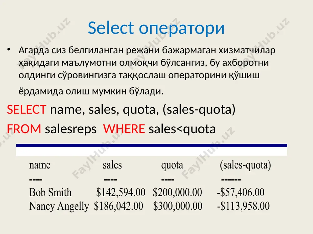 relyatsion ma'lumotlar bazasida so‘rovlar - Page 5