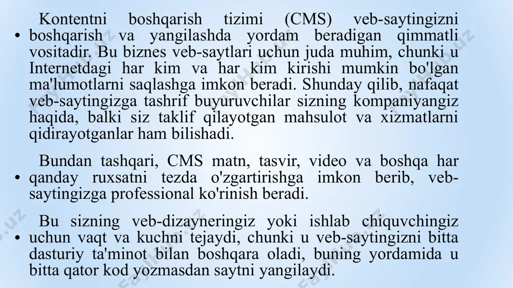 terimiz o'qimaydigan fayllardan olingan ba'zi bir kodlangan ma'lumotlarni ba'zan bloknotda ko'rish mumkin. shu tarzda biz matn yoki raqamlarning bir qismini o'qiymiz - bu usul pdo fayllari uchun ham ishlayotganligini tekshirishga arziydi. php da captcha yaratish usuli qadam 1. - captcha.php va sessiya. captcha-bu biror xabarni yuborishda foydalana oladigan raqamlar yoki sonlar ketma-ketligi shu raqamlarni tasdiqlash yordamida xabar qabul qilinadi. dastlab biz captcha.php deb nomlangan yangi php sahifa yaratish kerak. bundan tashqari, bu yangi hujjatda, siz session_start () funktsiyasidan foydalanib, serverga sessiyasi ochish kerak. bundan tashqari, biz "string" boʻsh oʻzgaruvchilar kerak. biz matn captcha boʻlgan ishlab chiqarish uchun, keyinchalik bu oʻzgaruvchilar foydalanishingiz boʻladi. captcha.php toʻliqkodi: <?php session_start(); $string = ''; for ($i = 0; $i < 5; $i++) { $string .= chr(rand(97, 122)); } $_session['rand_code'] = $string; $dir = 'fonts/';;//fonts papka nomini yaratib oladi $image = imagecreatetruecolor(170, 60); $black = imagecolorallocate($image, 0, 0, 0); $color = imagecolorallocate($image, 200, 100, 90); // …