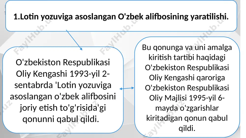 ar); 6.bosh harflar imlosi(66-74 bandlar); 7.ko'chirish qoidalari(75-82 bandlar). muayyan tilda yozma nutqni to'g'ri,ifodali,mantiqli bayon qilishda,uni ixchamlashda,yozma nutq qismlarining o'zaro mantiqiy grammatik munosabatlarini ko'rsatish uchun xizmat qiladigan grafik vositalarga tinish belgilari deb aytiladi. 3.tinish belgilari haqida ma'lumot. tinish belgilarini o'rganadigan fan punktuatsiya deyiladi.hozirgi yozma adabiy tilda 10 ta tinish belgisi qo'llaniladi:nuqta(.),so'roq belgisi(?),undov belgisi(!),ko'p nuqta(...),qavs(),qo'shtirnoq(<>),vergul(,),nuqtali vergul(;),ikki nuqta(:),tire(-). tinish belgilari mazmun,ohang va grammatik qurilishiga ko'ra qo'llanadi: 1.ifodalanmoqchi bo'lgan mazmun tugallangan bo'lsa,nuqta,undov yoki so'roq belgisi,uch nuqta qo'yiladi.masalan:-o'zimiz institut ochyapmiz,bilib qo'y...-institut?-institut! o'zgalarning gapi bo'lsa,qo'shtirnoqqa olinadi: ,-dedi o'qituvchimiz. 3.ohang.ayrim tinish belgilari ohang talabi bilangina qo'yiladi:qush mag'rur -qanoti bo'lgani uchun,tog' mag'rur-savlati bo'lgani uchun.bu jumlada tire ohang talabi bilan,birinchi gaplarning ma'nosiga diqqatni jalb etish talabi bilan qo'yilgan. 2.grammatik qurilish.ega bilan kesim orasida tire qo'yilishi yoki qo'yilmasligi ma'lum grammatik qoidalar asosida belgilanadi.ayrim ergash gaplar o'z tuzilishiga ko'ra vergul bilan ajratiladi.masalan:yo'lchi,qancha aqchasi bo'lsa ham,berishga tayyor edi.bu jumladagi qancha aqchasi bo'lsa ham ergash gap bo'lgan bo'lgani uchun ,bosh gap orasida to'xtalish …