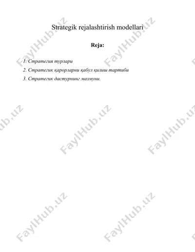 strategik rejalashtirish modellari — DOC