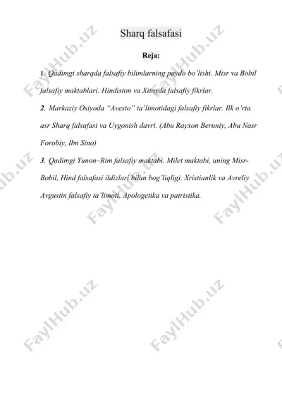 sharq falsafasi — DOCX