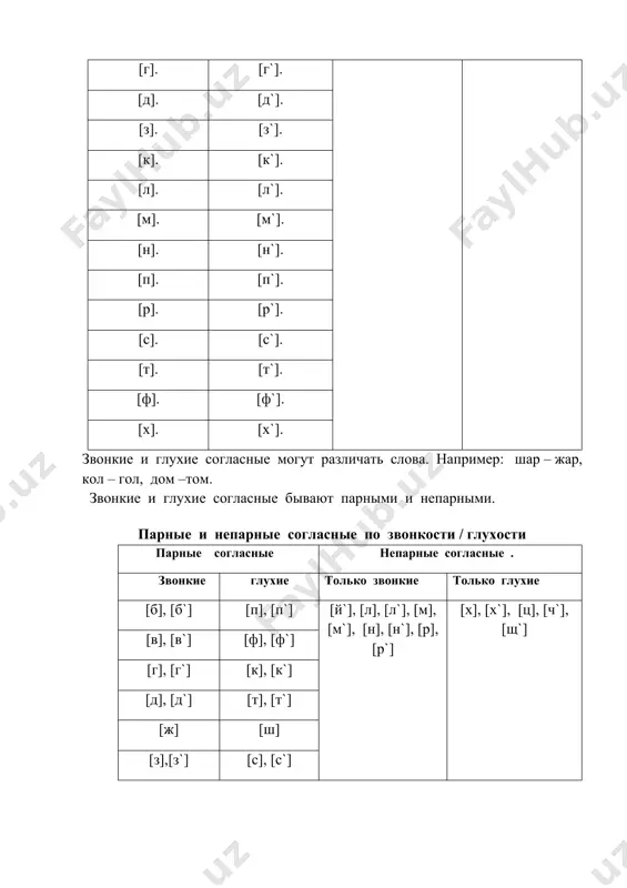 фоэпия – это совокупность правил литературного произношения звуков и звукосочетаний. в орфоэпии изучается также правила постановки ударения. в устной речи безударные о и а; е,я и и совпадают. парные твёрдые и мягкие согласные перед согласными [о], [у], [и], [`а`], [`о], [`у] в исконно русских словах произносятся мягко: [в`и]дро, [л`и]са. в заимствованных словах согласные перед е произносятся в разных словах по – разному: и как мягкие ( фа[н`э `]ра, и как твёрдые (а[тэ]лье). произношение согласных основные законы произношения согласных – оглушение и уподобление. в русской речи происходит обязательное оглушение звонких согласных в конце слова. мы произносим хле[п] – хлеб, са[т] –л сад, смо[к] –смог, любо[ф'] – любовь и т. д. это оглушение является одним из характерных признаков русской литературной речи. в сочетаниях звонкого и глухого согласных (так же, как и глухого и звонкого) первый из них уподобляется второму. если первый из них звонкий, а второй – глухой, происходит, оглушение первого звука: …
