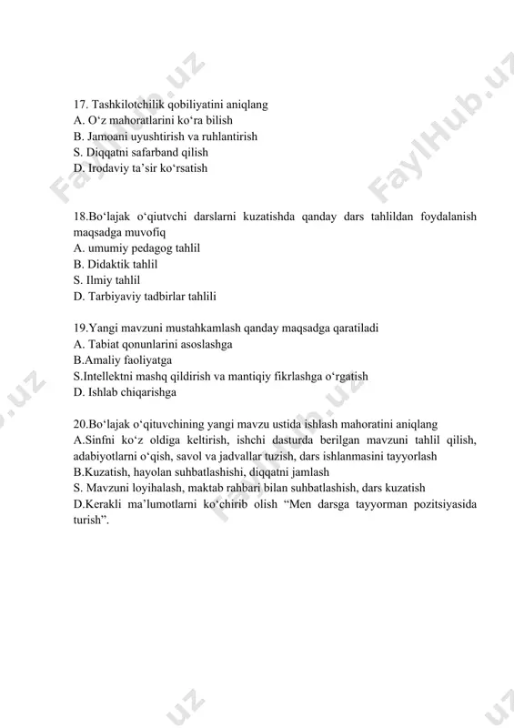 pedagogik mahorat fanidan test savollari - Page 4