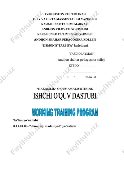 hakamlik o‘quv amaliyoti uchun ishchi dastur — DOCX