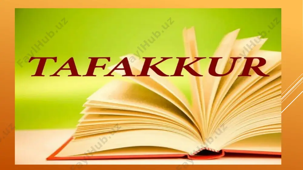 afakkurning asoslanganligi : har bir dalil, har bir hodisa o‘tmishdagi dalillar va hodisalar asosida tayyorlanadi . hech bir narsa etarlicha asossiz sodir bo‘lmaydi . etarlicha asoslash qonuni inson fikrining har bir mulohazada o‘zaro bog‘langan bo‘lishini, birining ikkinchisidan kelib chiqishini talab etadi. har bir xususiy fikr umumiyroq fikr bilan asoslangan bo‘lishi kerak. 4. selektiv lik (lot. – tanlash, tanlanish ) – ma’lum vaziyat uchun zarur bo‘lgan bilimlarni tanlash, barcha imkoniyatga ega bo‘lgan holatlarni chetlab o‘tgan holda ularni muammoni hal etishga safarbar qilish. 5. antitsipatsiya (lat. – oldindan sezish) voqealar rivojini oldindan ko‘ra bilish, oldindan sezishni bildiradi . inson voqealar rivojini oldindan ko‘ra bilish, ularning natijalarini bashorat qilish, muammo echimining ehtimolligi chizmasini tasavvur qilish qobiliyatiga ega. 6. tafakkur r efleksiv ligi . fikrlovchi sub’ekt doimiy refleksiya holatida bo‘ladi, o‘z mulohazalarini aks ettiradi, ularni tanqidiy baholaydi, o‘zini baholash mezonlarini ishlab chiqadi . r efleksi ya deb sub’ektning o‘zini aks ettirishi bilan birga muloqotda …