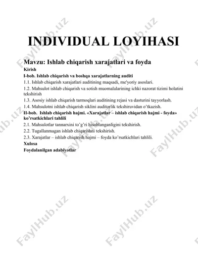 ishlab chiqarish xarajatlari va foyda — DOCX