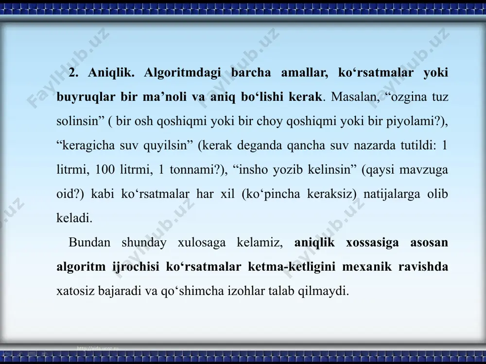 algoritmning asosiy xossalari - Page 3