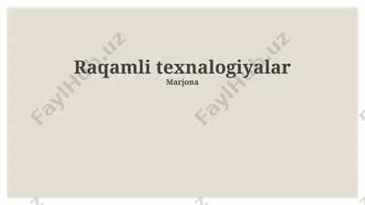 raqamli texnologiyalar — PPTX