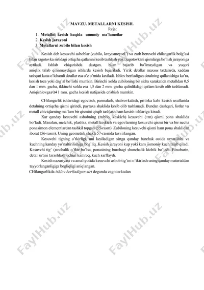 metallarni kesish — DOCX