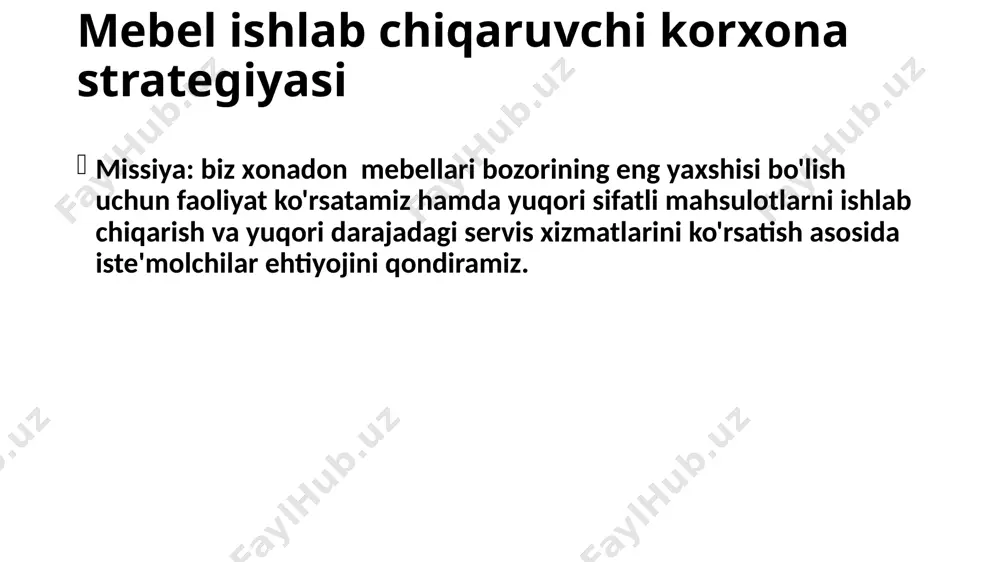 mebellarni yig'ish hamda eski jihozlarni yangisiga almashtirish iste'molchilarga maslaхat berish bo'limini shakllantirish onlayn-maslahat liniyasini shakllantirish (201 yilning mart oyigacha)