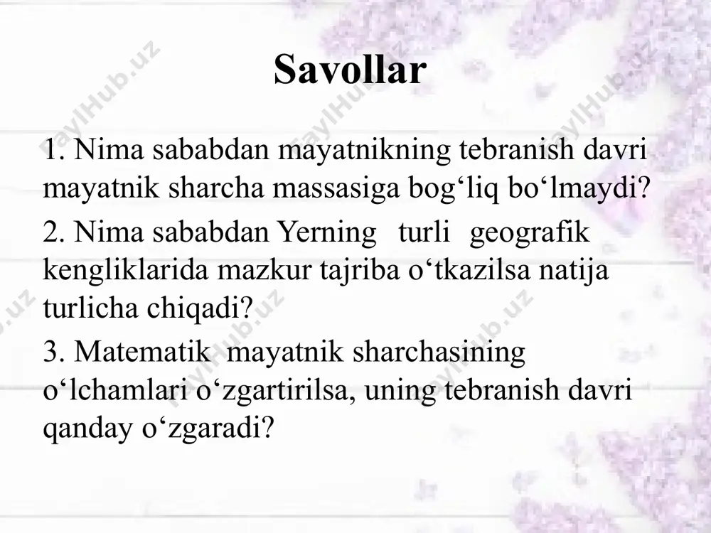 matematik mayatnik yordamida erkin tushish tezlanishini aniqlash - Page 5