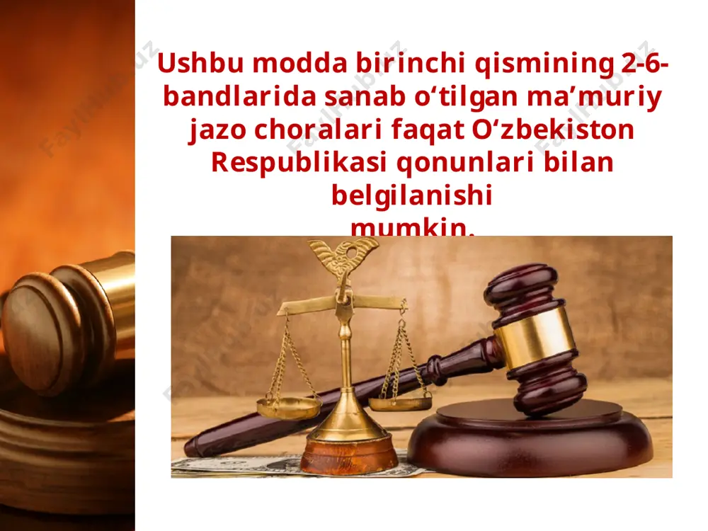y huquqbuzarlik mohiyatini tushuntiring. 5. nojo‘ya harakat jinoyatdan nima bilan farqlanadi? 6. ma’muriy kodeksda jazolarning qaysi turlari nazarda tutilgan? image1.jpeg image2.jpeg image3.jpeg image4.jpeg image5.jpeg image6.jpeg image7.jpeg image8.jpeg image9.jpeg image10.jpeg image11.jpeg image12.jpeg