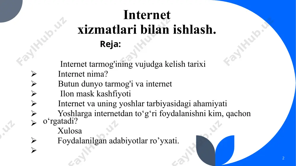 omilga bo'lgan ehtiyojmandlar soni kundan kunga ortib bormoqda. mazkur tarmoq butun dunyo miqyosida global tarmoqdir. zero unda mavjud yangiliklardan xabardor etuvchi matinlar, tasvir hamda ovoz hizmatlari va bir qator imkoniyatlar barcha jabhada katta yengilliklarni yuzaga keltirayotgan bo'lsa-da, ammo ikkinchi tomondan insoniyatni beixtiyor vertual olamga jalb etib bormoqda. ayniqsa bu ta'sir doirasidan o'smir yoshlar ham yo'q emas. bu borada mutahasislarning so'zlari quydagi natijalarni isbotlamoqda: internet tarmog'idagi ijobiylik insonning fan, soha va faoliyatiga bog'liq muhim aniq dalillarga ega bo'lishida har tomonlama qulayligi va tegishli vaqt miqdorining tejalishiga olib kelishi kundek ravshan, lekin qiziquvchanlik sababli internet axborotlaridagi ortiqcha ma'lumotlarga haddan ziyod berilib ketishlaridir. internet va undan foydalanish madaniyati internet standartlar tizimi hisoblanadi. u oʻz faoliyatida oʻzini oʻzi rostlab turish, oʻzini oʻzi boshqarish falsafasiga rioya qilib foliyat yuritadi. hozirgacha uni boshqarib turadigan yagona tashkilot yoʻq. uning faoliyatiga doir qoidalar kirish mezonlari sifatida ishlab chiqilgan. texnik masalalar esa "internet engineering forse (ietl) kompaniyasining faol ishtirokida …