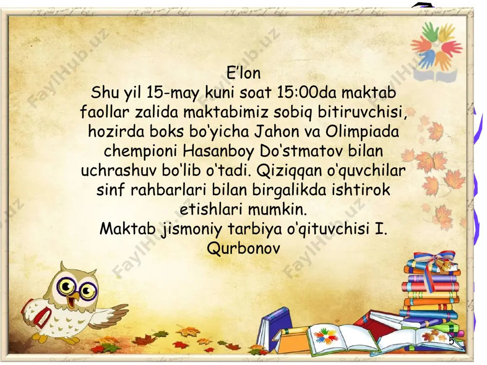 ish qog’ozlari ustida ishlash. e’lon, xat (davomi) 5-sinf - Page 5