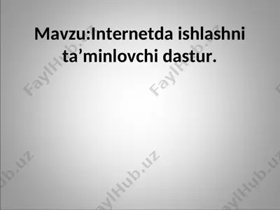 internetda ishlashni ta’minlovchi dastur. — PPT