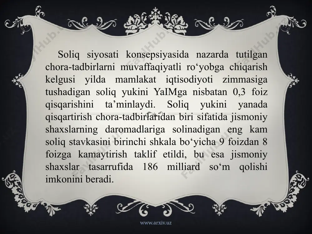 a ko`rsatish va hisoblash; · bor bo`lgan imkoniyatlar, samaradorlikni oshirishni yo`l-yo`riqlarini ko`rsata olish; · ilg`or g`oya va tajribalarni o`rganilayotgan jarayonga qo`llash yo`nalishlarini belgilash. iqtisodiy tahlil ham aniq fan sifatida quyidagilar haqida maxsus bilim beradi: www.arxiv.uz iqtisodiy tahlil tamoyillari www.arxiv.uz tizilmalilik haqqoniylik taqqoslanuvchanlik betaraflilik davriylik pulli baholash hisobga olish aniq baholash uzluksizlik image10.jpeg image11.jpg image12.jpeg image8.png image4.jpeg image5.png image7.png image9.jpeg