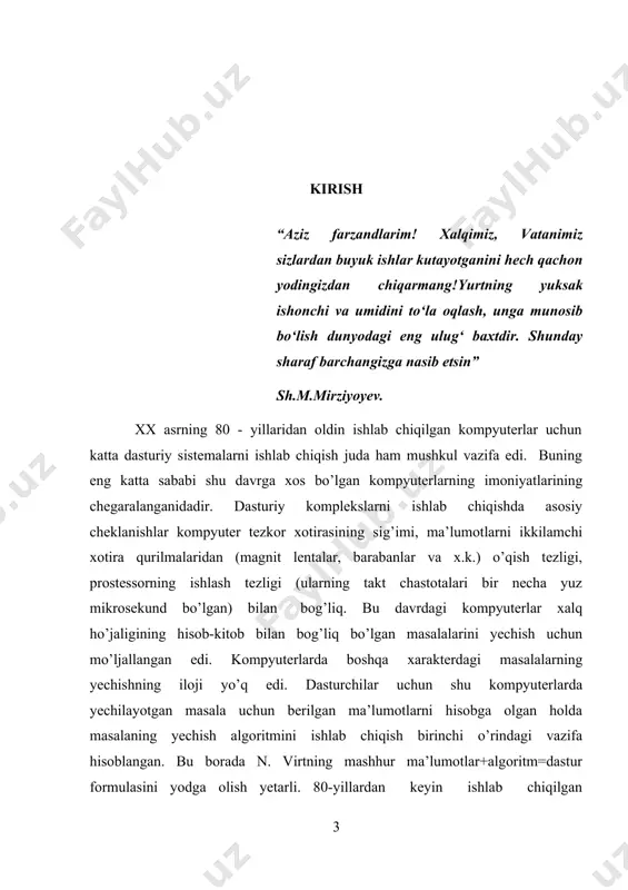 foydalanamiz. c# dasturlash tili obektga mo’ljallangan dasturlash tili hisoblanadi. ushbu qo’llanmada c# dasturlash tili va uning operatorlari haqida ma’lumotlar keltirilgan. bilamizki ma’lumotlarni oqish va yozish turli xil oqimlar orqali amalga oshiriladi. ma’lumotlarni fayl oqimlari orqali o’qish va yozish juda katta ahamiyatga ega. sababi agar bir ma’lumotlarni ekran orqali o’qisak va yozsak unda har safar dasturni ishga tushurganda ma’lumotlarni qaytadan kiritishga to’g’ri keladi bu esa ancha qiyinchiliklar tug’diradi. bundan tashqali natijalarni tahlil qilishda, ularni solishtirishda ham fayl oqimi bilan ishlash juda ko’p qulayliklarni olib keladi. birin chi bobda konsol rejimda ma’lumotlarni ekran orqali kiritish va chiqarish amallari ko’rib chiqilgan. c# tilining sintaksisi, ma’lumotlar tiplari haqida ma’lumotlar keltirilgan. har bir operatorning funksional imkoniyatlari misollar orqali tushuntirib berilgan. c# tilida ifoda, intruksiya va operatorlar haqida ma’lumotlar keltirilgan. tarmoqlash, takrorlash operatorlari va ularni har xil variantlari misollar orqali tushuntirib berilgan. bundan tashqari har bir operatorning funksional imkoniyatlari misollar orqali tushuntirib berilgan.obyektga mo’ljallangan dasturlash tillarining …
