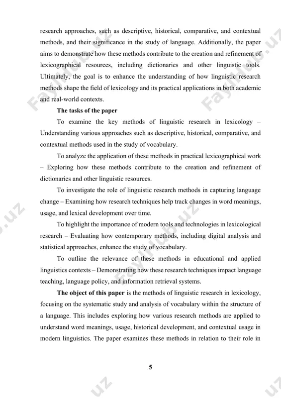 nships with one another, and how they evolve over time. scope of lexicology the scope of lexicology includes: word formation: exploring how new words are created through processes like derivation, compounding, and borrowing. semantic analysis: studying the meanings of words and how these meanings change over time.[footnoteref:1] [1: adams, f. word formation processes. – uk: cambridge university press, 2021 – pp. 26-64] lexical relations: understanding relationships between words such as synonyms, antonyms, homonyms, polysemy, and idiomatic expressions. corpus analysis: investigating how words are used in various texts and their frequency in different contexts. lexicography: the study of compiling dictionaries, focusing on the collection, description, and organization of words and their meanings. in essence, lexicology provides a comprehensive understanding of the structure and usage of a language's vocabulary. lexicology is a branch of linguistics that studies the structure, meaning, and usage of words within a language. it focuses on the systematic …