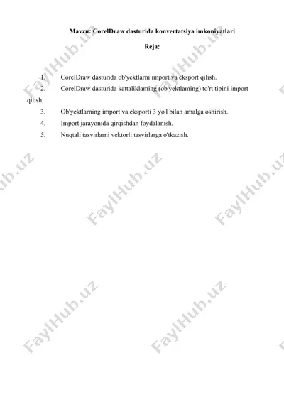 coreldraw dasturida konvertatsiya imkoniyatlari — DOCX
