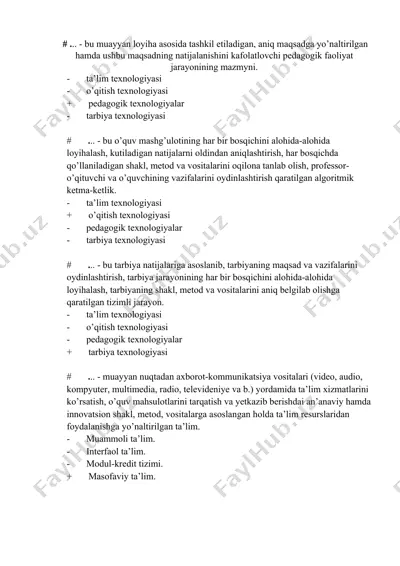 tarbiya texnologiyasi — DOC