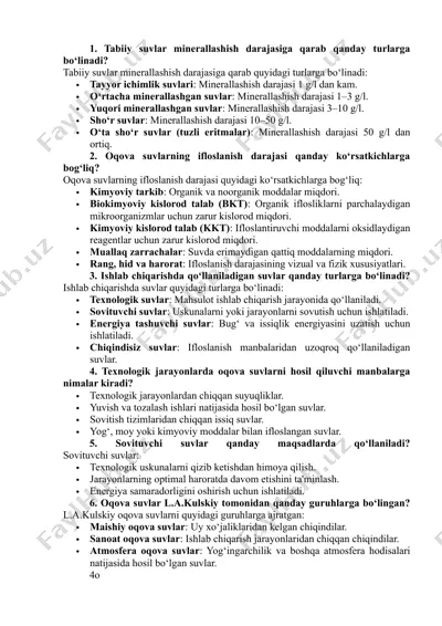 suvlar turlari — DOCX