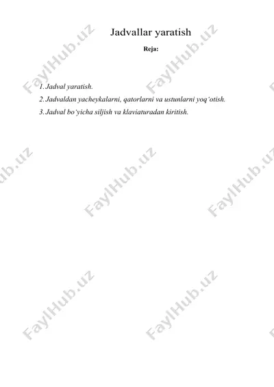 wordda jadvallar yaratish — DOC