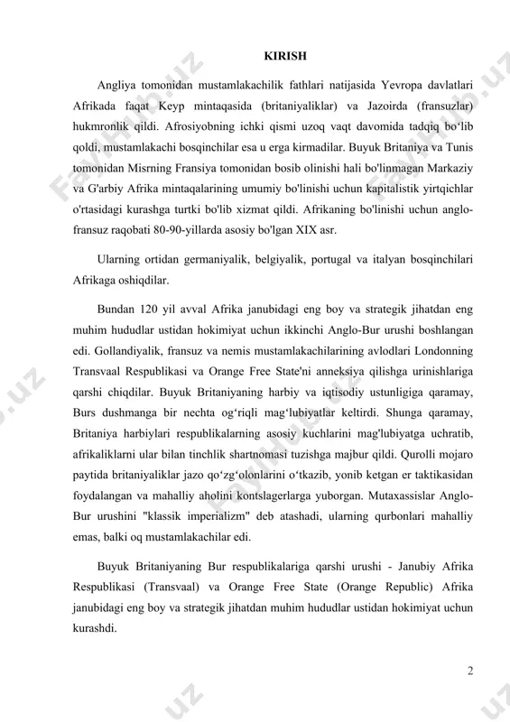 ar. bundan 120 yil avval afrika janubidagi eng boy va strategik jihatdan eng muhim hududlar ustidan hokimiyat uchun ikkinchi anglo-bur urushi boshlangan edi. gollandiyalik, fransuz va nemis mustamlakachilarining avlodlari londonning transvaal respublikasi va orange free state'ni anneksiya qilishga urinishlariga qarshi chiqdilar. buyuk britaniyaning harbiy va iqtisodiy ustunligiga qaramay, burs dushmanga bir nechta ogʻriqli magʻlubiyatlar keltirdi. shunga qaramay, britaniya harbiylari respublikalarning asosiy kuchlarini mag'lubiyatga uchratib, afrikaliklarni ular bilan tinchlik shartnomasi tuzishga majbur qildi. qurolli mojaro paytida britaniyaliklar jazo qoʻzgʻolonlarini oʻtkazib, yonib ketgan er taktikasidan foydalangan va mahalliy aholini kontslagerlarga yuborgan. mutaxassislar anglo-bur urushini "klassik imperializm" deb atashadi, ularning qurbonlari mahalliy emas, balki oq mustamlakachilar edi. buyuk britaniyaning bur respublikalariga qarshi urushi - janubiy afrika respublikasi (transvaal) va orange free state (orange republic) afrika janubidagi eng boy va strategik jihatdan muhim hududlar ustidan hokimiyat uchun kurashdi. xvii asrdan boshlab burs deb nomlanuvchi hollandiya, frantsiya va boshqa evropa mamlakatlaridan kelgan muhojirlar ushbu erlarga …