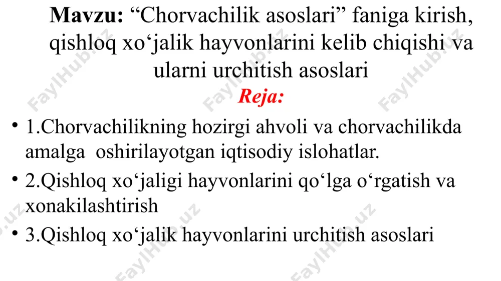 kil qilish. hayvon va mahsulotlar turi o‘lchov birligi barcha toifadagi xo‘jaliklarda fermer xo‘jaliklarida dehqon xo‘jaliklari (axolining shaxsiy xo‘jliklari bilan jami qoramol ming bosh 13544,4 889,0 12431,1 shundan sigirlar ming bosh 4 863,2 347,6 4443,0 qo‘y va echkilar ming bosh 22970,3 3271,3 18248,5 otlar ming bosh 260,4 58,8 186,8 parrandalar ming bosh 91935,0 15071,7 51315,9 2022 yil 1 yanvar xolatiga chorva bosh sonlari mahsulot turi o‘lchov birligi jami o‘sish 2016 ga nisb go‘sht i/ch. tirik v. tonna. 2 464 995 107,7 sut ishlab chiqarish tonna. 11 274 233 112,2 tuxum ming dona 7 788 417 123,0 jun tonna 36 345 100,0 qorako‘l teri dona 1 252 412 116,5 asal tonna 14 066,9 116,6 ovlangan baliq tonna 171 933,1 156,6 2022 yil 1 yanvar xolati bo‘yicha chorvachilik mahsulotlari ishlab chiqarish. 01 02 03 04 o‘zbekiston respublikasi prezidentining 2019 yil 28 martdagi «veterinariya va chorvachilik sohasida davlat boshqaruvi tizimini tubdan takomillashtirish chora-tadbirlari to‘g‘risida» …