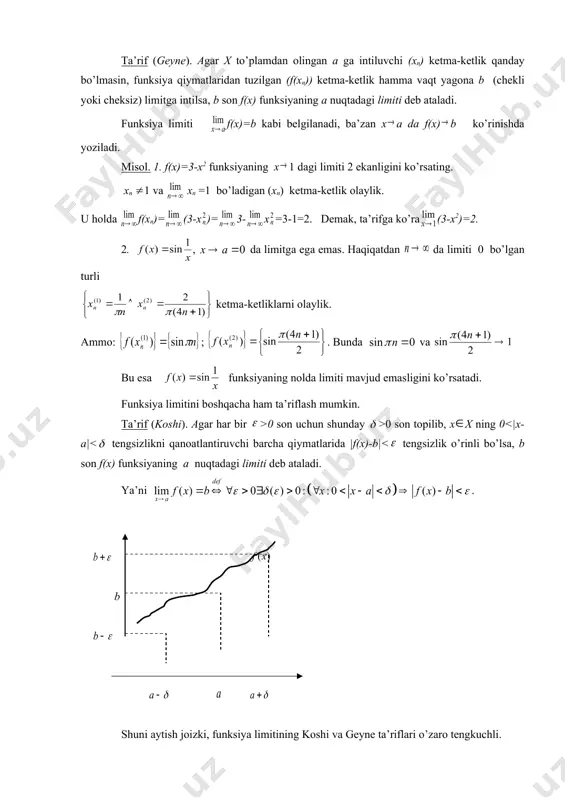 fundamental ketma-ketliklar. koshi kriteriyasi funksiyaning limiti - Page 5