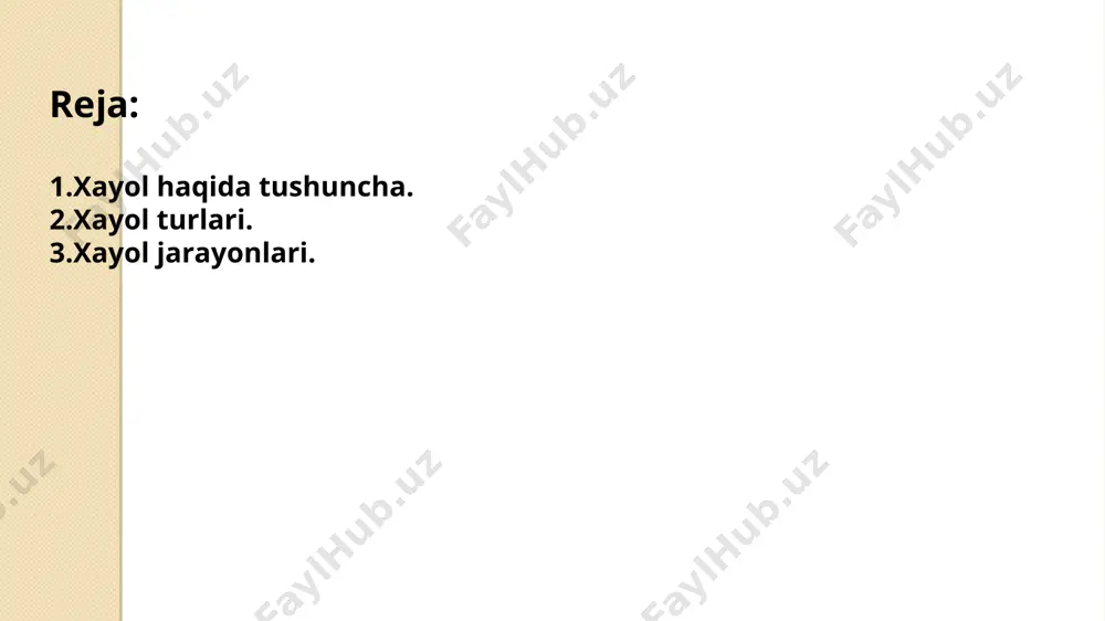 riy ravishda yuzaga keltirilgan, lekin hayot bilan, real hayotdagi faollikka olib kelmaydigan passiv xayol turi shirin xayol deb ataladi. qandaydir quvonchli, yoqimli narsalar haqida shirin xayollarga berilish hammaga xos. passiv xayol ixtiyorsiz ravishda ham yuzaga kelishi mumkin. xayolning bu turi asosan ong faoliyatining, ikkinchi signallar tizimining susayishida, odamning vaqtinchalik harakatsizlik holatida, uyqisirash holatida, affekt holatida, uyqida (tush ko’rish), ongning kasallikka uchrab buzilishida (gallyutsinatsiyada) va shu kabilarda sodir bo’ladi. passiv xayolning aksi bo’lgan aktiv xayol ijodiy va qayta tiklovchi xayol turlariga bo’linadi. ma’lum bir asosga, yozuvlarga, chizmalarga asoslanib ularga muvofiq keladigan obrazlar tizimini yaratuvchi xayol qayta tiklovchi xayol deyiladi. ijodiy xayol qayta tiklovchi xayoldan farq qilgan holda, orginal va qimmatli moddiy mahsulotlarda amalga oshiriladigan yangi obrazlarni yaratish. xayol (fantaziya) obrazlari qanday yaratiladi? xayol jarayonlari ham idrok, xotira, tafakkur kabi analitik va sintetik xarakterga ega. analiz idrok va xotiradek ob’ektning ayrim umumiy belgilarini ajratish va saqlash hamda muhim bo’lmagan belgilardan chetlashish imkoniyatini …