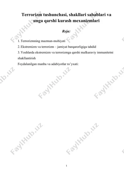 ekstremizm va terrorizm — DOCX