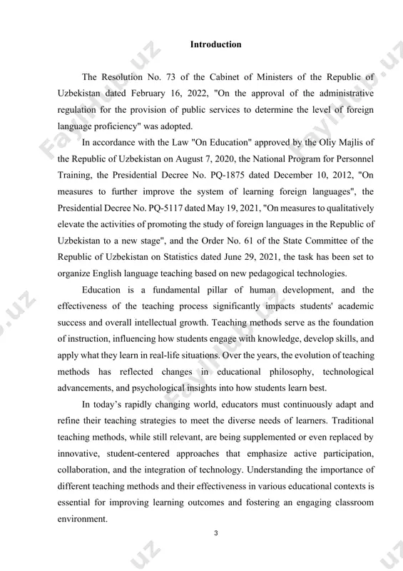 hing methods. to explore the impact of interactive teaching methods on student learning outcomes. to provide recommendations for improving teaching methods in different subjects. research object and subject research object: the teaching and learning process in educational institutions. research subject: various teaching methods and their impact on student engagement and academic performance. chapter 1: teaching methods and their classification 1.1. the essence of teaching methods traditionally, teaching method is defined as interrelated activities of teacher and students towards the implementation of learning objectives, or as a system of purposeful actions of the teacher that organizes cognitive and practical activity of students and providing a solution to the objectives of the study. at the very definition of method inherent binary (dual) approach to its interpretation (n. i. makhmutov, n. m. levine, t. i. shamova), which consists in the unity of the methods of teaching and methods of teaching. however, this definition …
