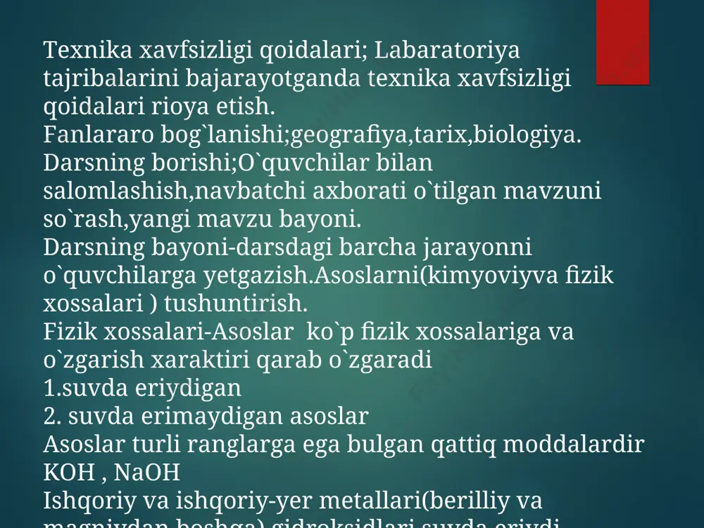asoslarning olinishi va xossalari mavzusida bir soatlik dars - Page 4