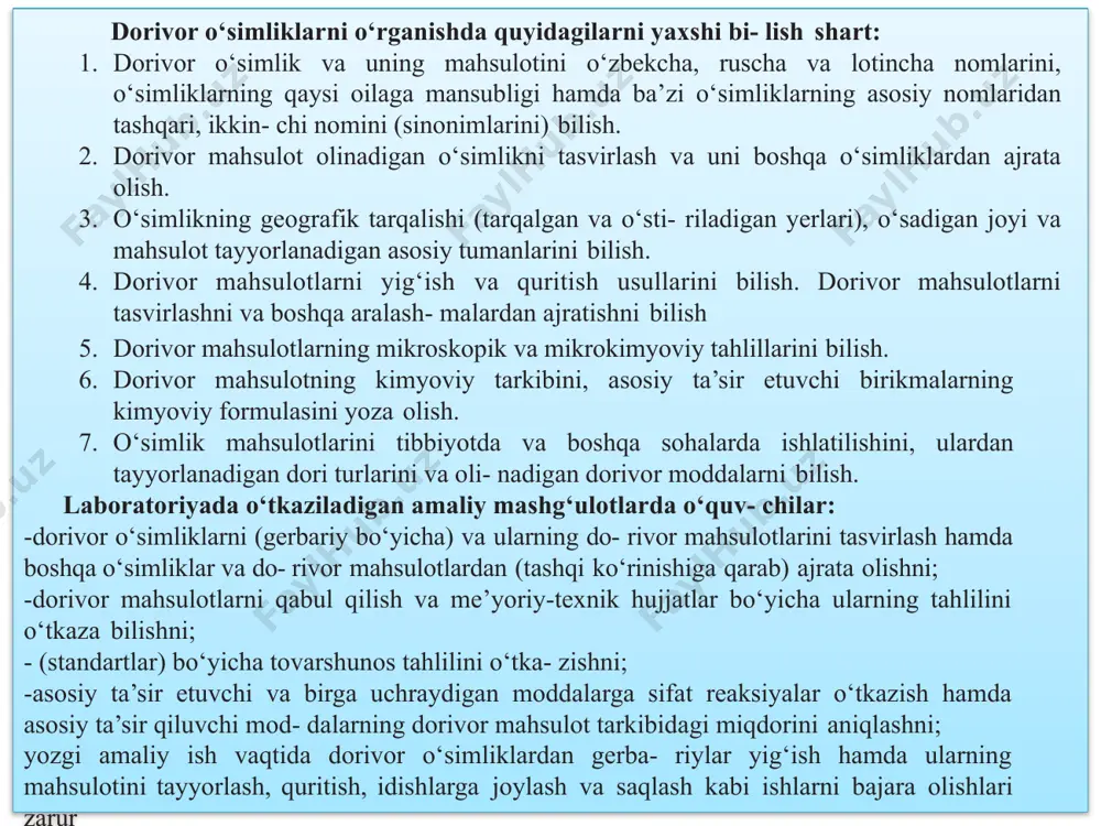 tabobatchiligida ishlatiladigan dorivor o‘simliklar, ayniqsa, diqqatga sazovordir buxorolik mashhur hakim abu ali ibn sino 1020-yilda 5 jildlik „al-qonun“ („tib qonunlari“) kitobini yozdi. bu ki- tobning ii jildi oddiy, v jildi esa murakkab dorilarga bag‘ish- langan. kitobning ii jildida o‘sha zamonda tibbiyotda ishlatil- gan 811 ta dorivor o‘simliklar, ulardan va hayvonlardan olingan mahsulotlar hamda mineral dorivor vositalar bayon etilgan. kitobda keltirilgan dorivor o‘simliklar soni 500 tadan, o‘sim- liklardan olingan dorivor vositalar soni 40 tadan oshadi. „al- qonun“ ko‘pgina yevropa tillariga tarjima qilingan, faqat lotin tilida 16 marta chop etilgan va u xvi asrgacha yevropa shi- fokorlarining qo‘llanmasi bo‘lgan. osiyo mamlakatlarida, ay- niqsa, tabobatda va an’anaviy tibbiyotda hozirgi kunda ham „al- qonun“ dan keng foydalaniladi. qomuschi olim abu rayhon beruniy umrining oxirgi yilla- rida „kitob as-saydana fi-t-tibb“, ya’ni „tibbiyotda farma- kognoziya“ asarini yaratdi. bu asarda o‘sha davrning sharq tabobatida qo‘llanilgan 675 ta dorivor o‘simlik va 90 ta o‘simlik mahsulotlari to‘g‘risida fikr yuritiladi. …