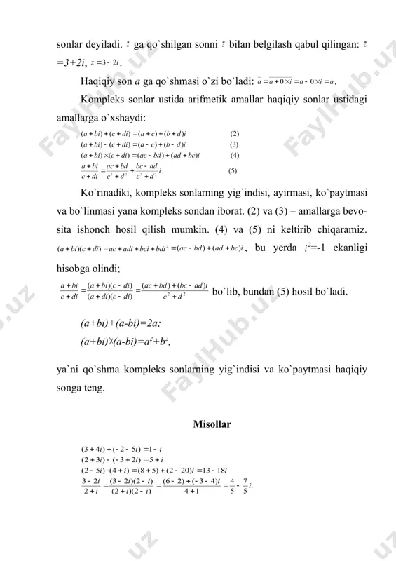 3 2 (cos( 3 2 ) 2 = + = - + - = p p p p p p . 3 8 8 ) 3 1 ( 8 ) 2 3 2 1 ( 16 ) 3 2 sin 3 2 (cos 16 )) 3 2 2 sin( ) 3 2 2 (cos( 16 )) 3 2 4 sin( ) 3 2 4 (cos( 2 ) 3 4 4 i i i i i i z + - = - - = + - = + = = + + + = × + × = p p p p p p p p i i z 2 2 4 + - = i z i z + = - = 3 ) 9 ; 2 1 2 3 . 15 sin 15 cos ) 14 ; 4 5 sin 2 4 5 cos 2 ) 13 ; 3 …